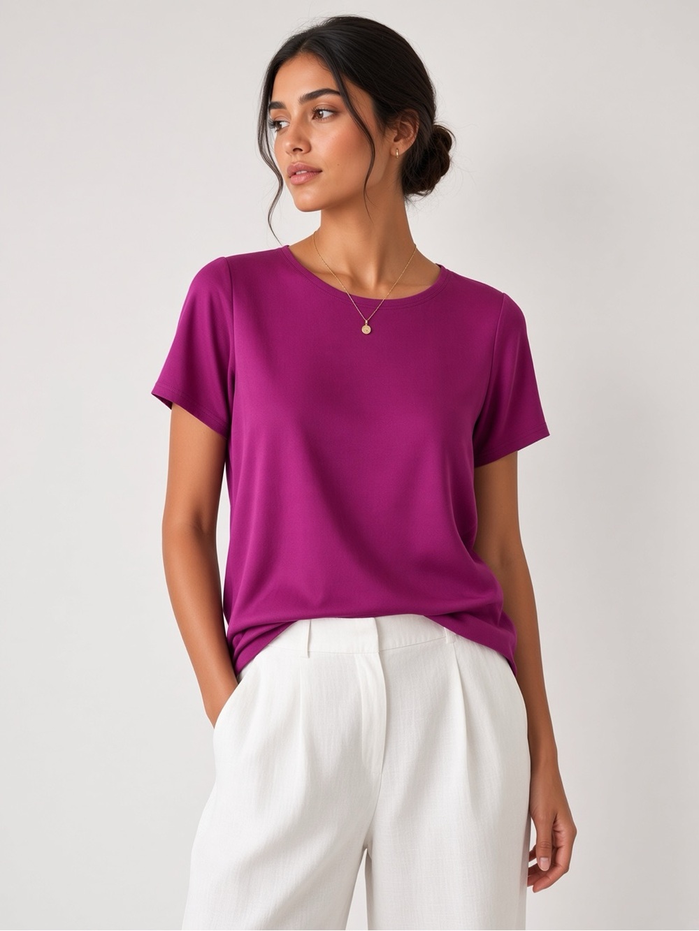 Theory Short Sleeve Silk Crewneck Blouse Tee P (XS) NWT